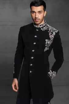 Black embroidered velvet indo-western-dresses
