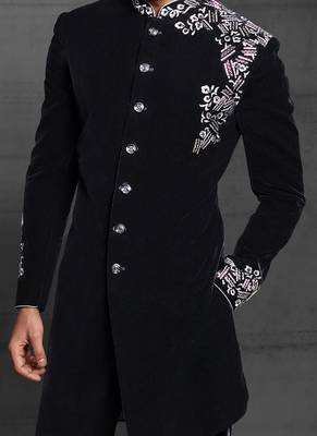 Black embroidered velvet indo-western-dresses 3