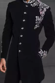 Black embroidered velvet indo-western-dresses