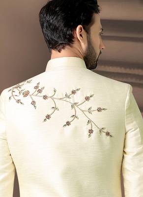 off white embroidered art silk sherwani 2