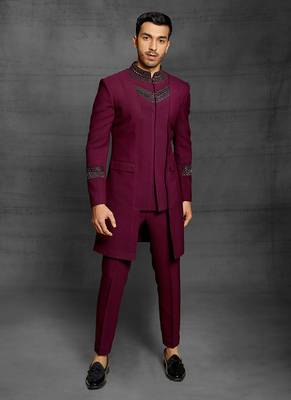 Maroon embroidered cotton indo-western-dresses 1