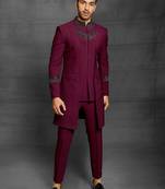 Maroon embroidered cotton indo-western-dresses