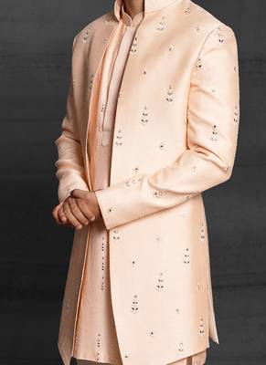 Gold embroidered art silk indo-western-dresses 3