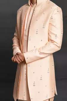 Gold embroidered art silk indo-western-dresses