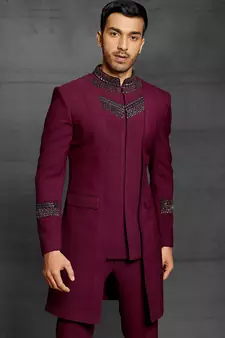 Maroon embroidered cotton indo-western-dresses