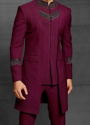 Maroon embroidered cotton indo-western-dresses 3