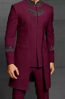 Maroon embroidered cotton indo-western-dresses