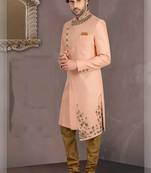 Pink embroidered art silk indo-western-dresses