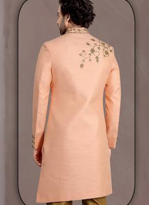 Pink embroidered art silk indo-western-dresses 2