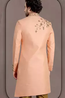 Pink embroidered art silk indo-western-dresses