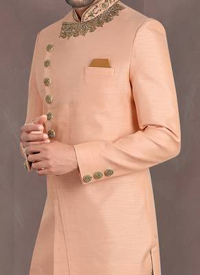 Pink embroidered art silk indo-western-dresses 3