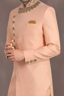 Pink embroidered art silk indo-western-dresses