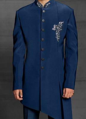 Blue embroidered cotton indo-western-dresses 3