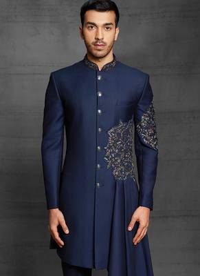 Blue embroidered cotton indo-western-dresses 2