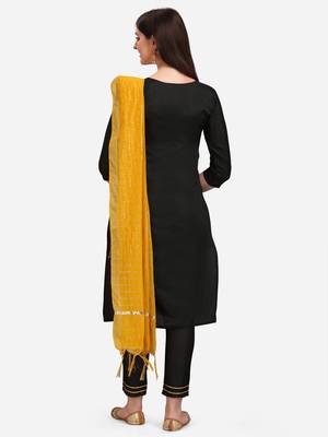 Black jacquard cotton silk Kurta Pant With Dupatta 3