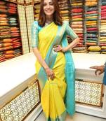 KAJAL AGARWAL YELLOW  BEAUTIFUL DESIGNER SAREE
