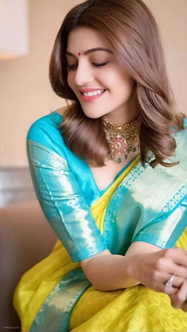 KAJAL AGARWAL YELLOW  BEAUTIFUL DESIGNER SAREE