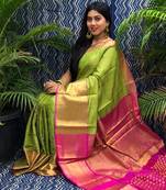 Green Kanchipuram Silk Zari Woven Saree with Blouse