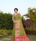 Green Zari Woven Banarasi Art Silk saree with blouse