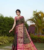 Black Zari Woven Banarasi Silk saree with blouse