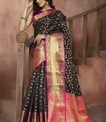 Black Zari Woven Banarasi Silk Saree with Blouse
