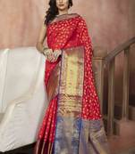 Red Zari Woven Banarasi Silk Saree with Blouse