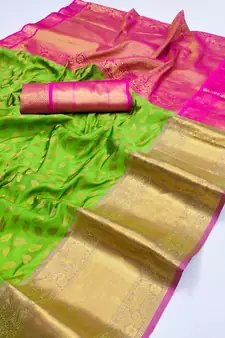 Green Zari Woven Banarasi Silk Saree with Blouse