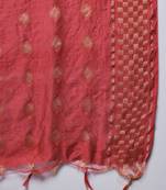 Red embroidered cotton silk Kurta Pant With Dupatta
