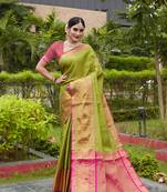 Green Zari Woven Kanjeevaram silk Saree With Blouse