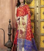 Red Zari Woven Kanjeevaram silk Saree With Blouse