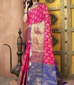 Pink Zari Woven Kanjeevaram silk Saree With Blouse