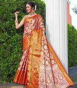 Red Zari Woven Kanjeevaram silk Saree With Blouse