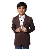 Brown plain cotton boys-blazer