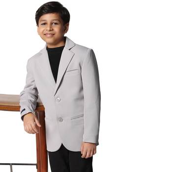 Grey plain cotton boys-blazer 1