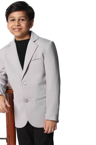 Grey plain cotton boys-blazer