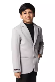Grey plain cotton boys-blazer
