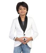 White plain cotton boys-blazer