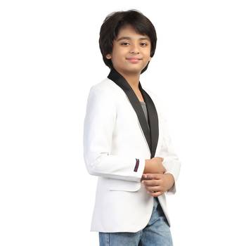 White plain cotton boys-blazer 2