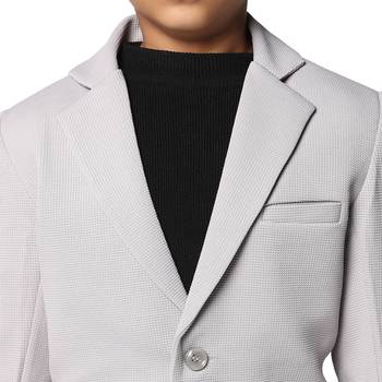 Grey plain cotton boys-blazer 4