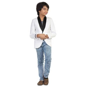 White plain cotton boys-blazer 5