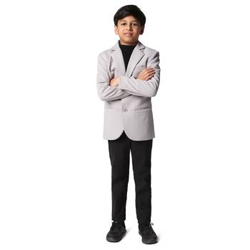 Grey plain cotton boys-blazer 5
