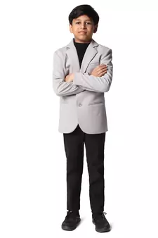 Grey plain cotton boys-blazer