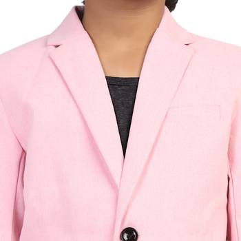 Pink plain cotton boys-blazer 4