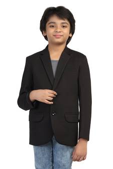 Black plain cotton boys-blazer
