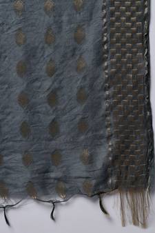 Grey embroidered cotton silk Kurta Pant With Dupatta