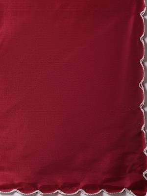 Red embroidered cotton silk Kurta Pant With Dupatta 5