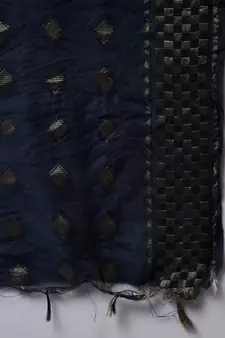 Navy-blue embroidered cotton silk Kurta Pant With Dupatta
