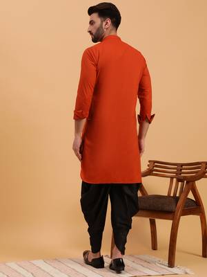 Namaskar Maroon Cotton Full Sleeves Solid Above Knee length Regular Fit kurta for men 4