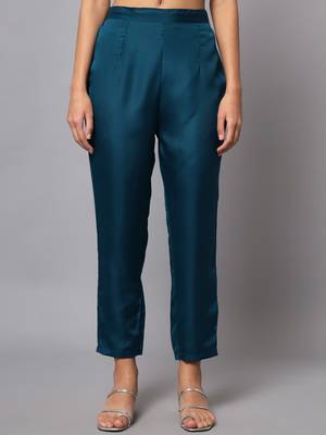 Teal embroidered chanderi silk Kurta Pant With Dupatta 3