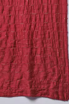Dark-purple embroidered chanderi silk Kurta Pant With Dupatta